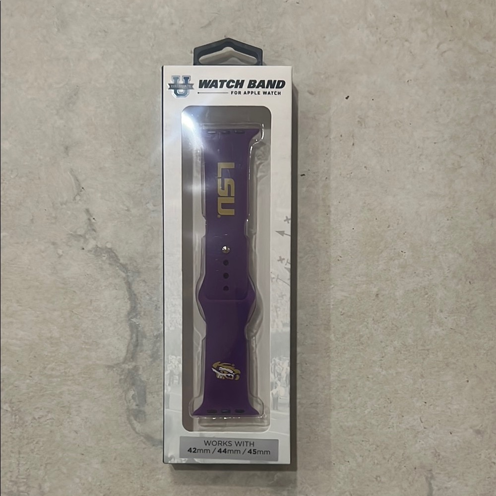 LSU Purple Silicone Apple Watch Band - Gold Accent